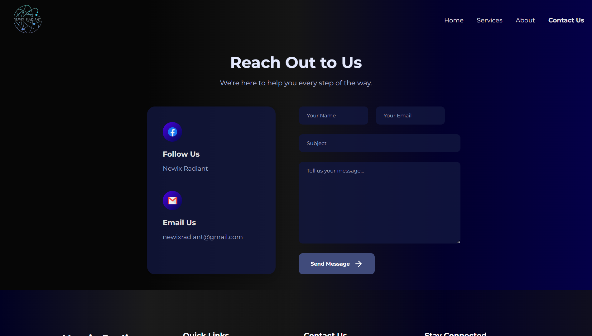 Contact section screenshot