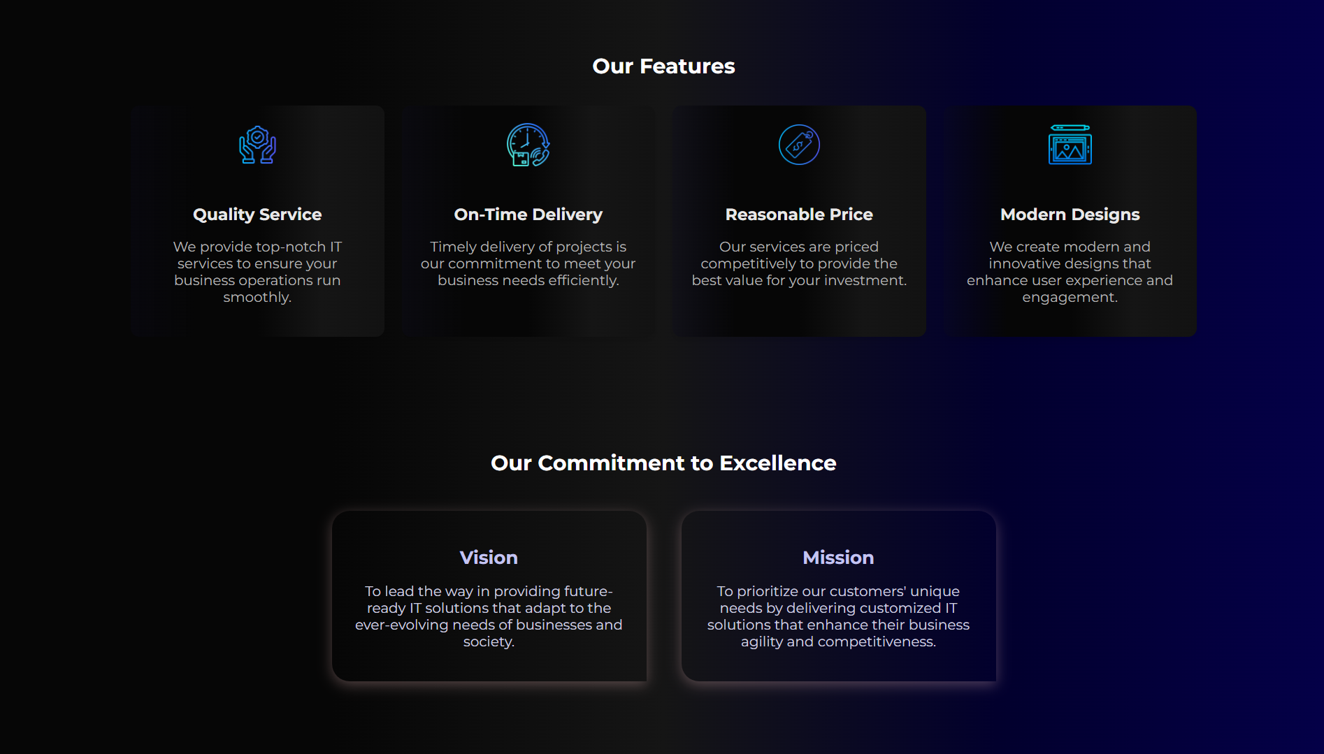 Features section screenshot