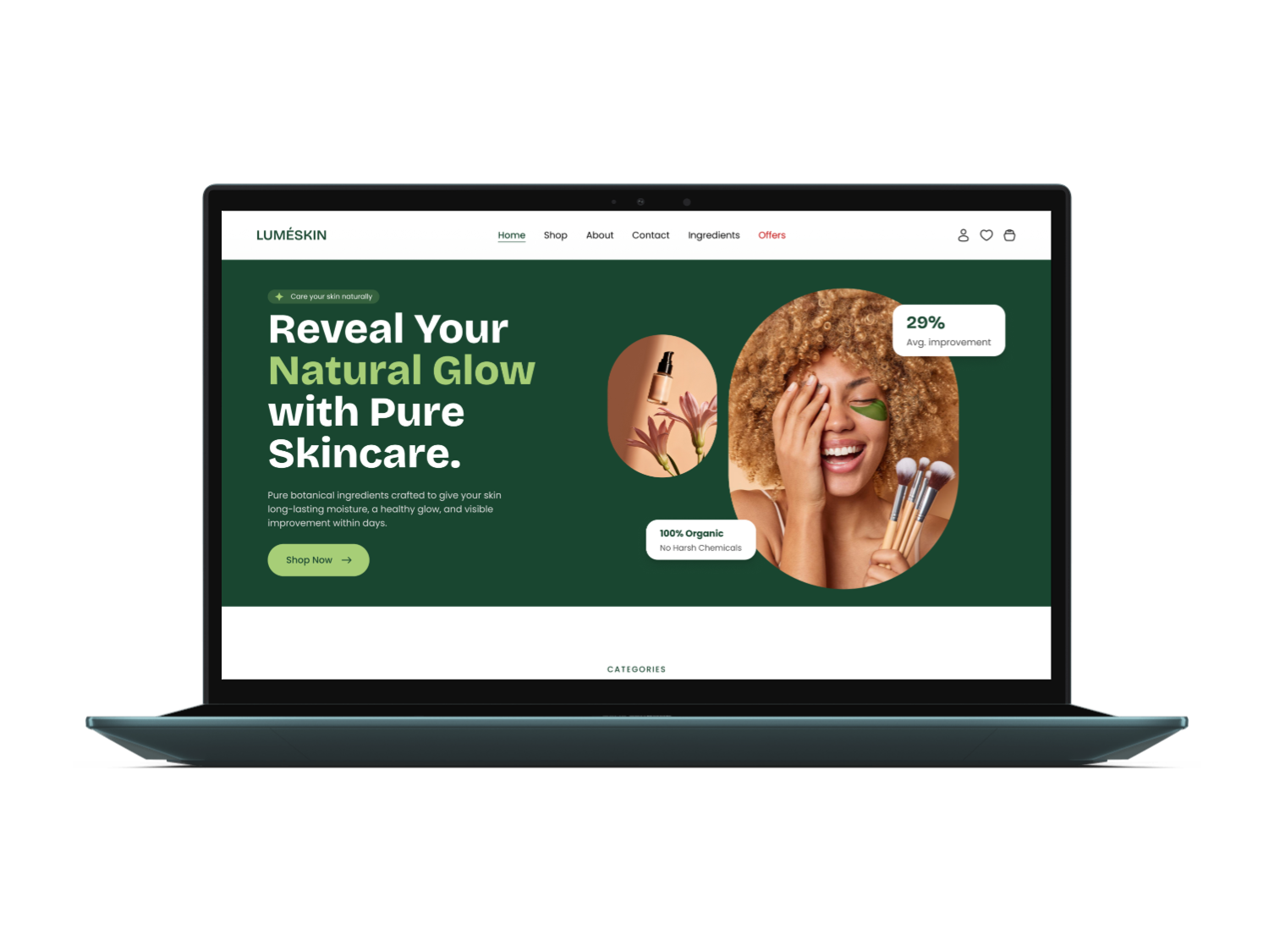 LumeSkin Landing Page Design