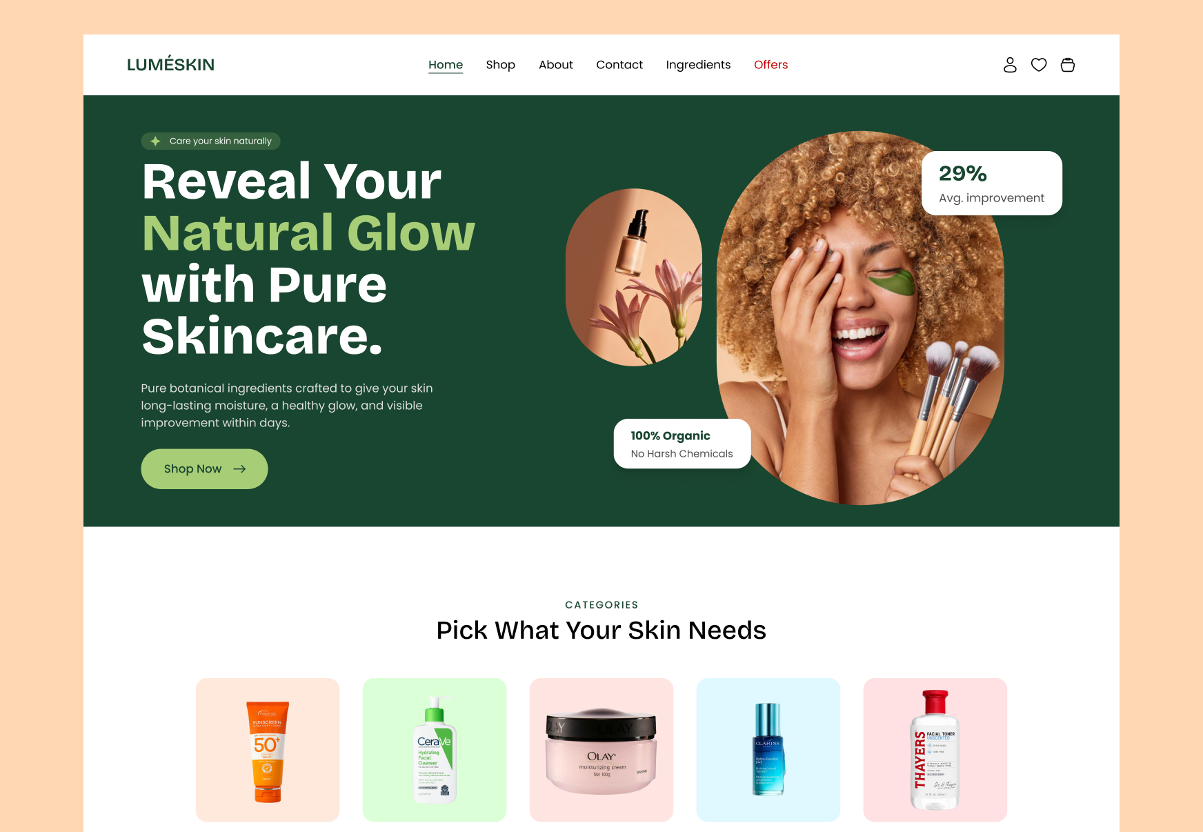 LumeSkin Homepage Design